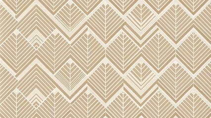Seamless minimalist pattern with chevrons and triangles on beige and cream background