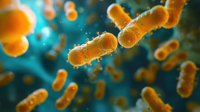 Bacteria microscopic 3D illustration