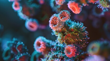 Obraz premium Ancient microbes under microscope reveal intricate cellular structures, showcasing their mysterious and ancient nature, ideal for scientific and educational content