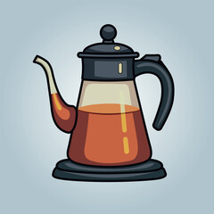 Electric kettle for tea or coffee making for home use in the kitchen tool appliance for boiling water Isolated flat vector illustration