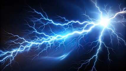 Fototapeta premium Shiny lightnings composition on dark background abstract energy strike ornament in thunderstorm close-up