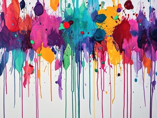 Fototapeta premium Vibrant Abstract Canvas with Energetic Paint Splatters in Red, Turquoise, and Violet - Perfect for Sporty Interior Decor and Creative Spaces!