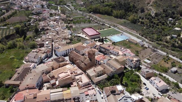 Aerial overview of Cadiar, Alpujarras district of Granada, Spain