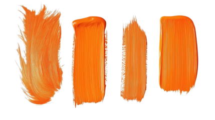 Vibrant Orange Brush Strokes on Transparent Background Generative AI