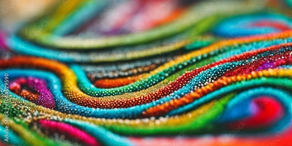 Poster a colorful, multi-colored piece of fabric with a pattern of dots