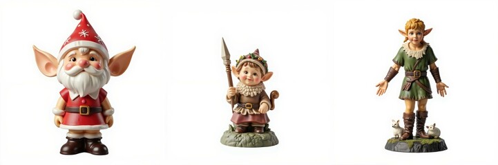 Elf figurines, white isolate background
