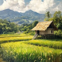 Fototapeta premium rice terraces in island