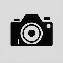 camera icon, logo icon, minimalist black and white camera lens icon with concentric circles