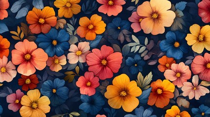 Brightly colored floral backgrounds blossom with the beauty of diverse flowers, perfect for any spring or summer design