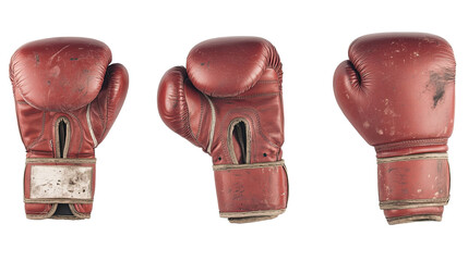 Red Leather Boxing Gloves on Transparent Background Generative AI