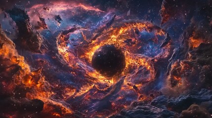 Massive Galactic View Featuring Swirling Stars and Cosmic Debris, Ideal Illustrations or Background Images for Science Fiction Works