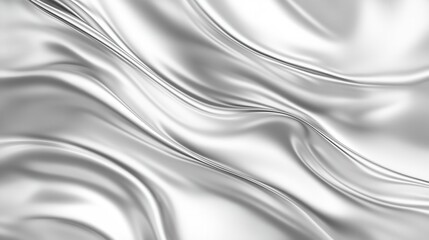 Abstract flowing metallic textures with smooth, shiny surfaces in silver and platinum tones.