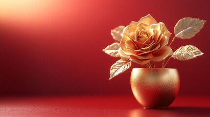 Yellow rose in glass vase as romantic floral decoration for gift or celebration