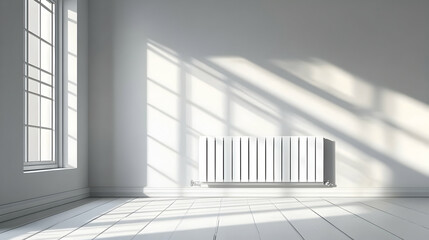 Bright Room with White Heating Radiator and Shadows