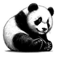 Hand drawn Panda Bear, vector sketch isolated on white background, SVG vector  © Vector Deluxe Studio