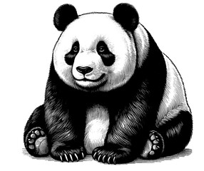 Hand drawn Panda Bear, vector sketch isolated on white background, SVG vector  © Vector Deluxe Studio
