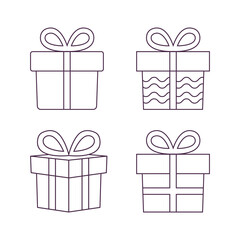 Vector sketch of Xmas gift box icon set
