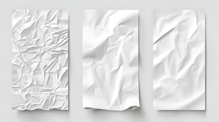 Crumpled and crumpled white paper mockup.