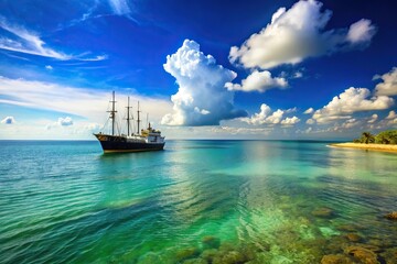 Obraz premium Ship reflected in water off Key West, Florida