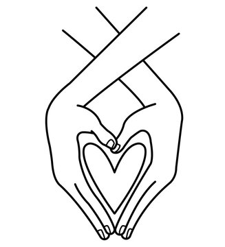 recommend clip art: ハートのポーズのイラスト　線画のみ