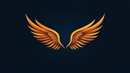 Angel Wings Vector Illustration with Heart Design and Flying Bird Symbols isolated on black background