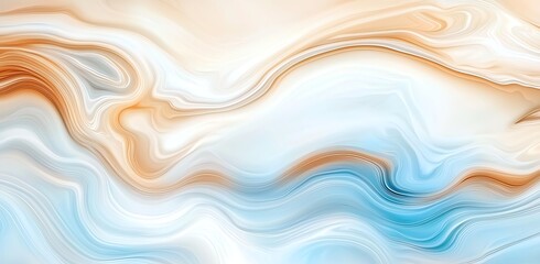 Obraz premium Elegant abstract marble texture in soft blue and beige tones. Artistic swirl design, perfect for backgrounds and creative projects.