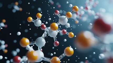 Abstract Molecular Structure with Colorful Atoms