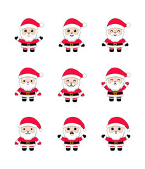 Vector set of cute santa claus line stickers