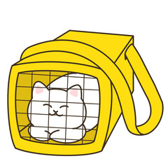 ショルダー型のキャリーバッグに入っている猫のシンプルイラスト
