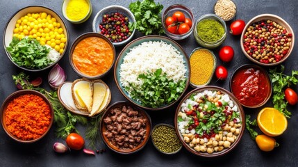 Fototapeta premium Fresh Seasonal Dishes with Vibrant Ingredients