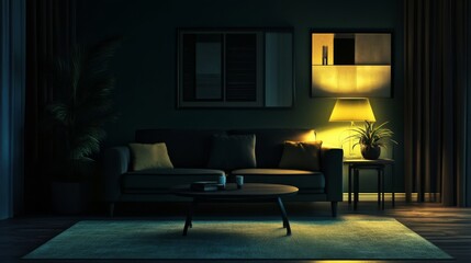 Modern Living Room Interior Design with Cozy Lighting