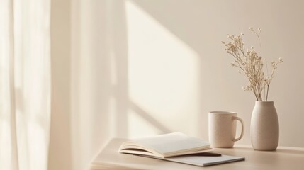 Minimalist Home Decor with Dried Flowers and Sunlight