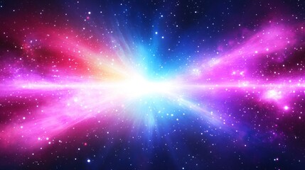 Obraz premium A vibrant cosmic explosion in space, showcasing colorful nebulae and starlight.