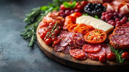 Exquisite Round Charcuterie Board Featuring Gourmet Delights Perfect for Entertaining and Celebrations