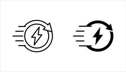 Fast charging linear icon. Quick charge technology, vector illustration on white background
