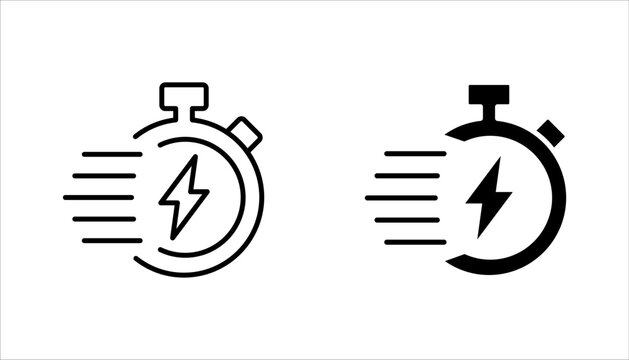 Fast charging linear icon. Quick charge technology, vector illustration on white background