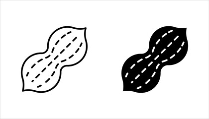 Peanut icon set. Outline of peanut vector illustration on white background