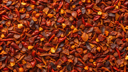 Seamless texture of Dried Chili Flakes, realistic patterns, natural colors, soft lighting, high resolution