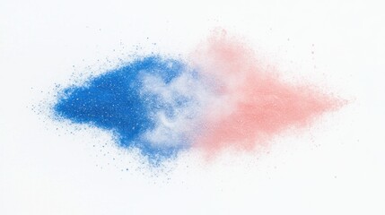 Fototapeta premium A colorful powder explosion featuring blue and pink hues on a white background.