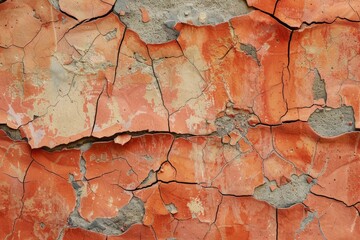 Cracked orange cement wall texture background.