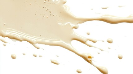 Obraz premium A splash of creamy liquid against a white background, suggesting freshness and richness.