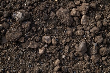 Dark brown dirt texture background  close up view.