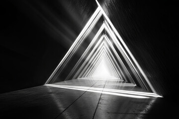 Converging light beams forming a pyramid, symbolizing structured success