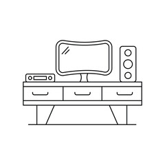 Home Cinema line icon with white background vector stock illustration