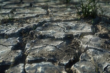 land with dry cracked ground  land with dry cracked ground