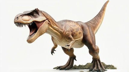 Fototapeta premium Prehistoric Power Realistic Dinosaur Roaring Against a Clean Backdrop