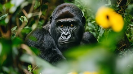Naklejka premium Gorilla quietly surveys its surroundings