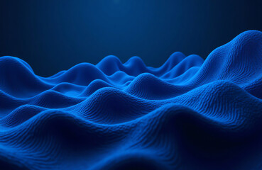 Obraz premium Digital terrain waves with particles, blue tech background