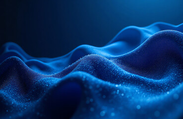 Obraz premium Abstract particle wave landscape, blue digital terrain
