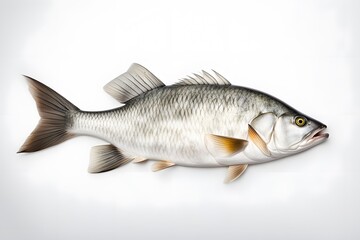Fototapeta premium Barramundi fish on white background, Ai Generated